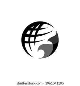 globe logo with simple, black icon 