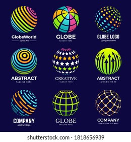 Globe logo. Stylized circle shapes for business identity projects education biology innovation logo templates