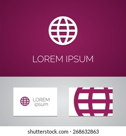 globe logo template icon design elements with business card  