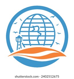 globe logo travel logo Flight plane. Vector illustration