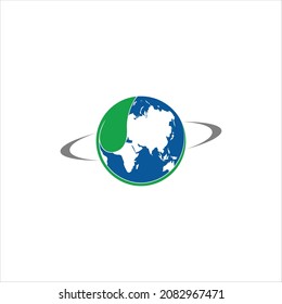 globe logo vector template leaves