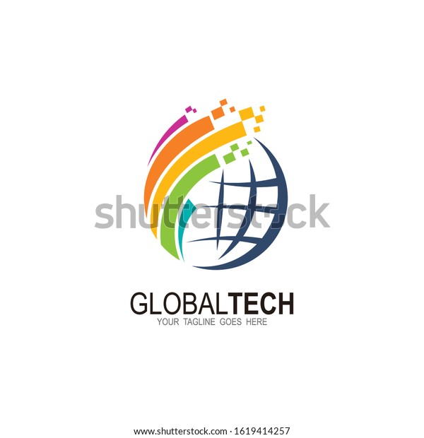 Globe Logo Vector Template Pixel Logo Stock Vector Royalty Free 1619414257