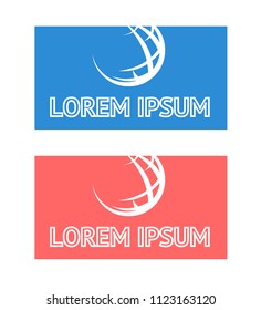 Globe logos set, red and blue. Earth logo vector stock template. Globe lines sign icon for company .