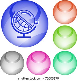 Globe and loupe. Vector interface element.