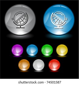 Globe and loupe. Vector interface element.