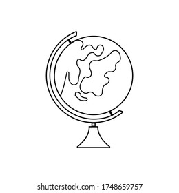 Der Globus besteht aus einer schwarzen Umrisslinie auf weißem Hintergrund, einzelne Vektorgrafik, Nahaufnahme, Design, Symbol, Design, Färbung
