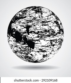 Globe made from Distressed Texture in Grunge Style . 