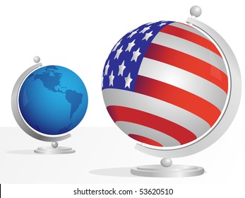Globe made from flag USA on light background