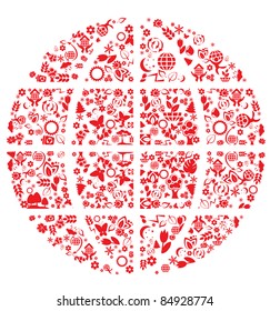 Globe made from nature icons elements. Vector