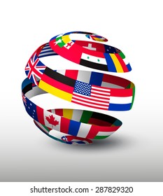 Globe made of a strip of flags. Vector.