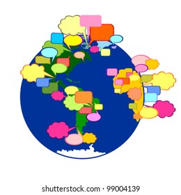 Globe made from thought bubbles. Vector Illustration