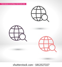 Estilo lineal de línea de icono de vectores negros con lupa de globo en el fondo. Icono de mejor ilustración de 10 pasos