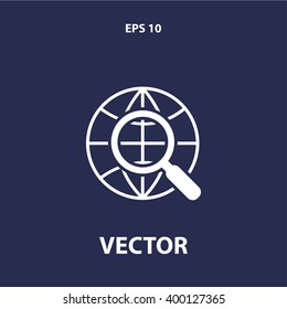 globe and magnifier icon. vector eps10 icon
