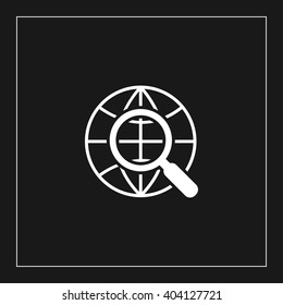 globe and magnifier icon. vector illustration