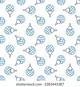 Globe with Magnifier vector concept seamless pattern in thin line style