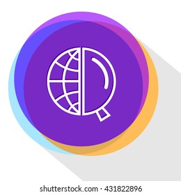 globo y lupa. Plantilla de Internet. Icono del vector.