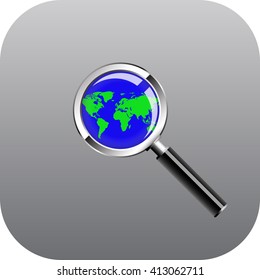 Globe with magnifying glass Map Search