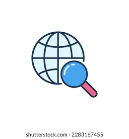 Globe with Magnifying Glass vector concept colored icon or symbol