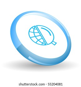 Globe y lupa. Icono del vector.