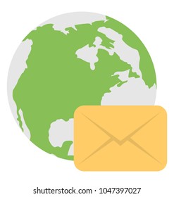 
A globe with mail envelope concept of global communication
