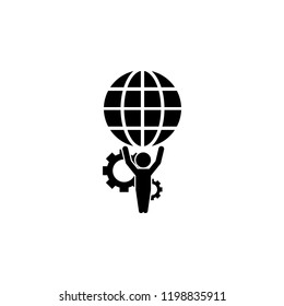 Globe, man, gears icon. Element of training, seminar. Premium quality graphic design icon. Signs and symbols collection icon for websites, web design, mobile app on white background