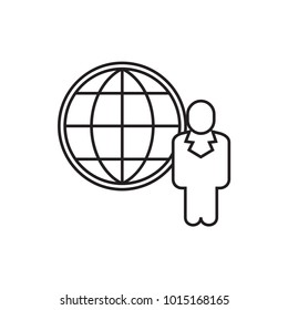 globe and man icon illustration isolated vector sign symbol
