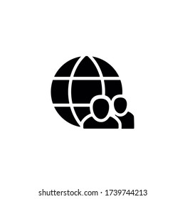 Globe with man silhouette icon. Internet user sign. Global communication symbol.