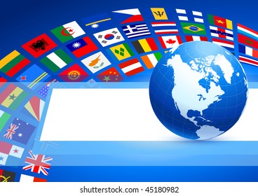 Globe with Many Flag Banner Original Vector Illustration