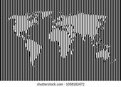 Globe map 2D with vertical strip line