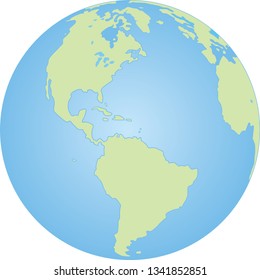 Globe map America colour