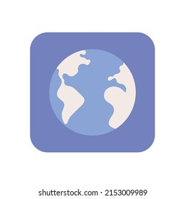 globe map button icon isolated