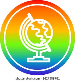 globe map circular icon with rainbow gradient finish