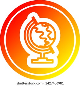 globe map circular icon with warm gradient finish