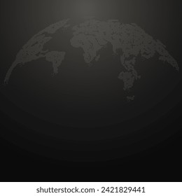 Globe Map in Dark Grey Design. Vector Illustration