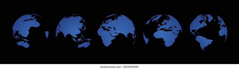 globe map earth blue isolated black background