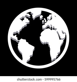 Globe Map Earth Seo Flat Isolated Icon White On Black Vector