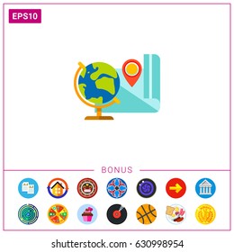 Globe and Map as Geography Concept Icon