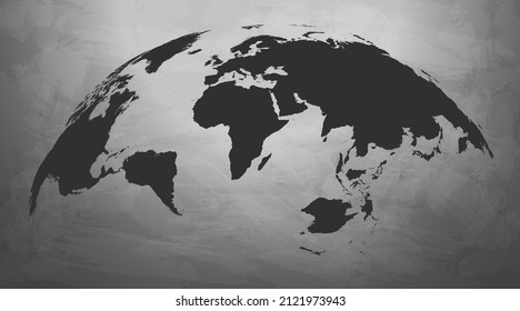 Globe Map in Grey Color. Vintage Design. Future Technologies Concept. Vector Illustration