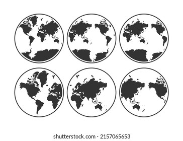 icono de mapa del globo con color negro