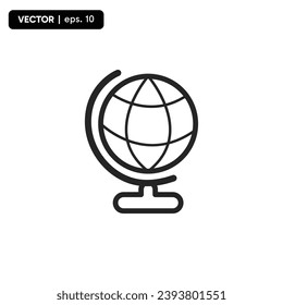icono del mapa del globo, herramienta de conocimiento o aprendizaje de negocios, con fondo blanco. EPS vectorial 10.