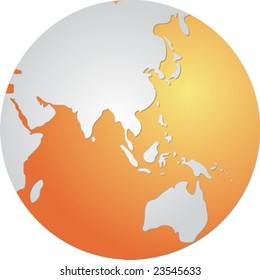 Globe map illustration of the Asia Pacific