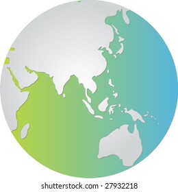 Globe map illustration of the Asia Pacific
