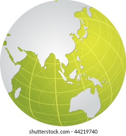 Globe map illustration of the Asia Pacific