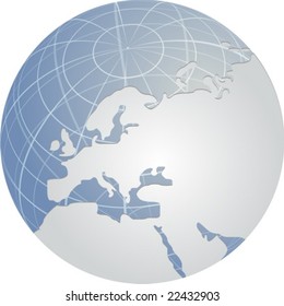 Globe map illustration of Europe continent countries