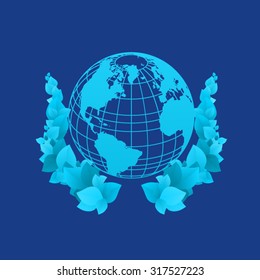 globe map in leaves