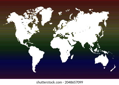 Globe map and lgbt flag color background, vector illustration