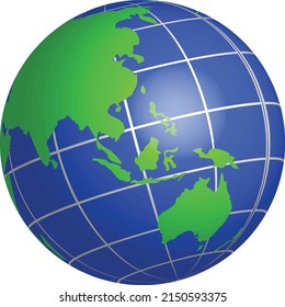 Globe Map Multiples Continents. Americas, Europe, Asia, Africa, Oceania. Vector Images.
