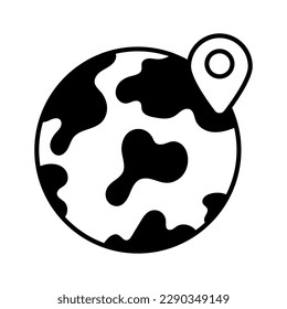 Globe with map pin showing concept vector of geolocation in modern style