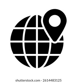 Globe with map pin showing concept vector of geolocation in modern style