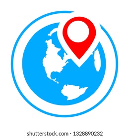 globe with map pin. travel icon